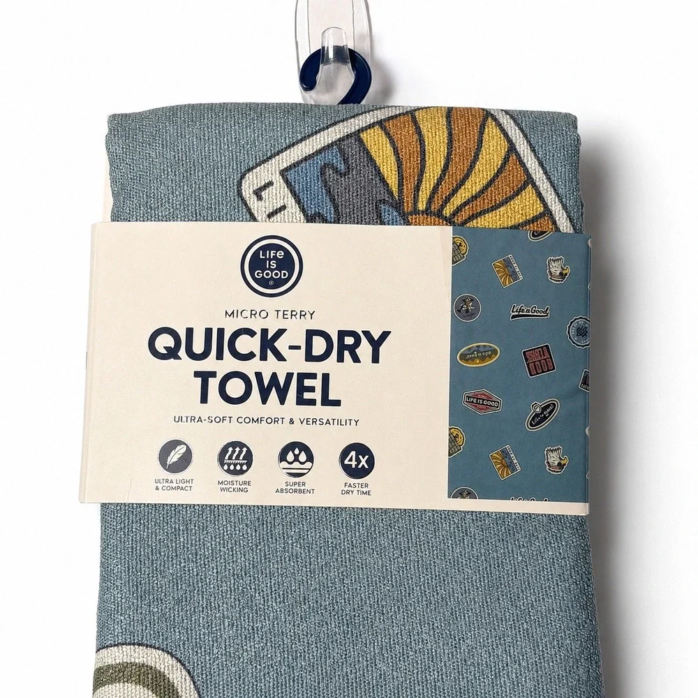 Life is Good Micro Terry Quick-Dry Towel Badge Patch Print 72.5 x 30 in